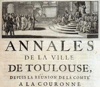 Król Filip Hardi w Tuluzie w 1272 roku w „Annales de la ville de Toulouse” Germaina de Lafaille, Tuluza autorstwa French School