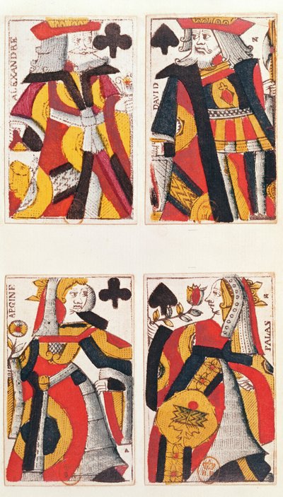Karty do gry King and Queen (kolorowe drzeworyty) autorstwa French School