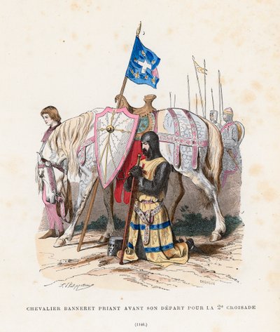 Rycerz modlący się przed wyjazdem na II krucjatę, 1146 autorstwa French School