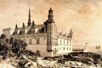 Zamek Kronborg, Hillerod, Dania, lata 50. XIX wieku, z „La Tour du Monde”, wyd. Paryż, lata 60. XIX wieku autorstwa French School