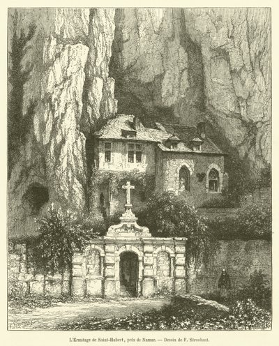 Pustelnia św. Huberta koło Namur (rycina) autorstwa French School