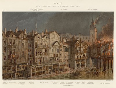 La Cite, między Pont Notre-Dame i Pont au Change, 1621 autorstwa French School