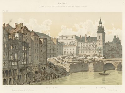 La Cite, między Pont Notre-Dame i Pont au Change, 1800 autorstwa French School