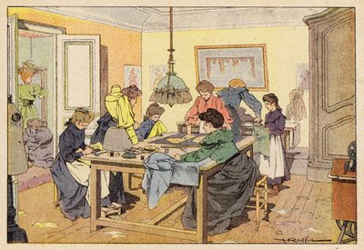 La Couturiere, The Couturier (kolor lito) autorstwa French School