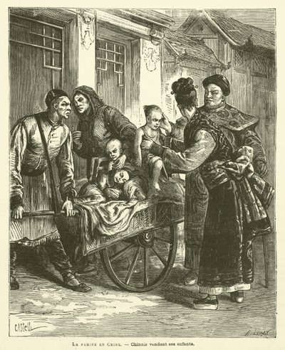 Głód w Chinach (rycina) autorstwa French School