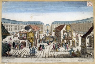 Jarmark św. Owidiusza, miejsce Vendome w Paryżu - grawerowanie autorstwa French School