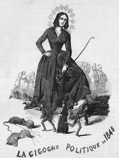 Polityczny Gigogne z 1848 r. (George Sand (Aurore Dupin, Baronne Dudevant) (1804-1876) pisarz francuski). autorstwa French School