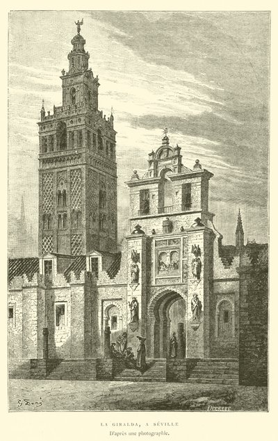 La Giralda, Sewilla (grawerowanie) autorstwa French School