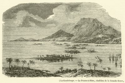Gwadelupa, La Pointe-a-Pitre, stolica Grande-Terre, częściowo zniszczona przez trzęsienie ziemi z 8 lutego 1843 (rycina) autorstwa French School
