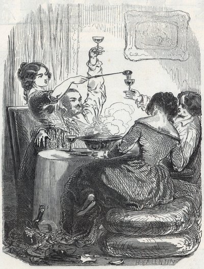 Restauracja La Maison Doree przy 20, Boulevard des Italians w 9. dzielnicy Paryża - Grawerowanie w „Tableau-de-Paris” autorstwa Edmonda Texiera 1852 autorstwa French School