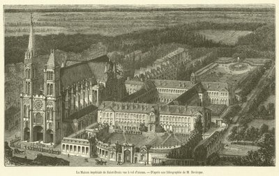 Cesarski Dom Saint-Denis widziany z lotu ptaka (rycina) autorstwa French School