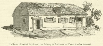 Dom, w którym mieszkał Swedenborg, na przedmieściach Sztokholmu (rycina) autorstwa French School
