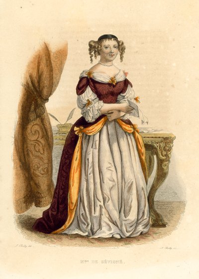 La Marquise de Sevigne (kolorowy grawerunek) autorstwa French School