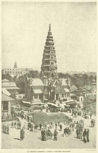 Pagoda Angkor przy Esplanade des Invalides (rycina) autorstwa French School