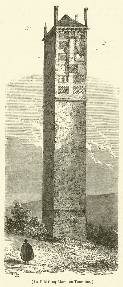 Pile Cinq-Mars, w Touraine (grawerowanie) autorstwa French School