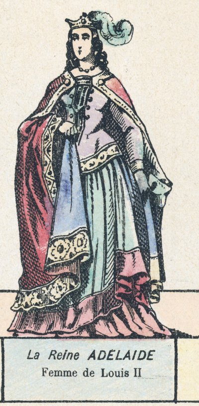 Królowa Adelajda, żona Ludwika II (kolorowy grawerunek) autorstwa French School