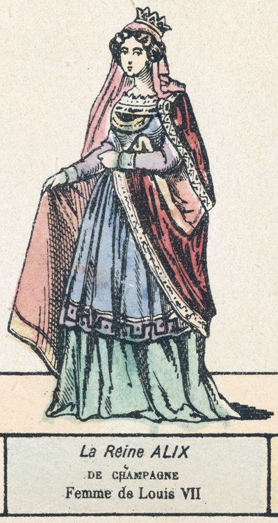 Królowa Szampana Alix, żona Ludwika VII (kolorowy grawerunek) autorstwa French School
