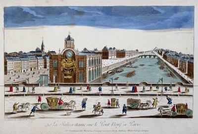 La Samaritaine (pompa wodna) na Pont Neuf w Paryżu - widok optyczny autorstwa French School