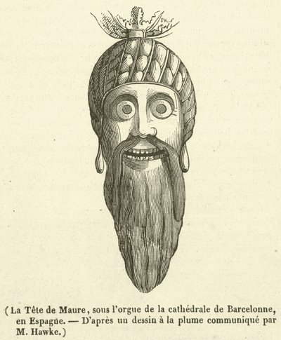 La Tete de Maure, pod organami katedry w Barcelonie, Hiszpania (rycina) autorstwa French School