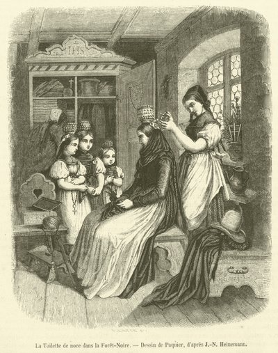 Ślubna toaleta w Schwarzwaldzie (grawerunek) autorstwa French School