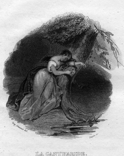 La cantharid Chanson de Beranger in „”Oeuvres completes”” (1834) Pierre’a Jeana de Berangera (1780-1857), francuskiego poety i autora piosenek. autorstwa French School