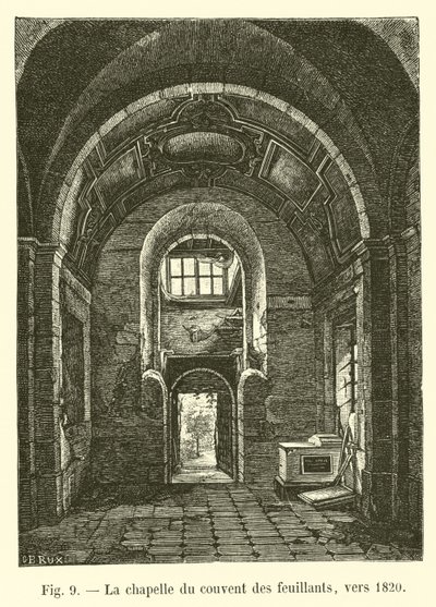 Kaplica klasztoru Feuillantów, ok. 1820 autorstwa French School