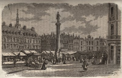 Grand Place w Lille - grawer w „Histoire de France” Victora Duruy (1811-1894) - 1882 autorstwa French School