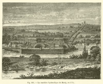 Hydrauliczna maszyna Marly, 1725 r. (rytowanie) autorstwa French School