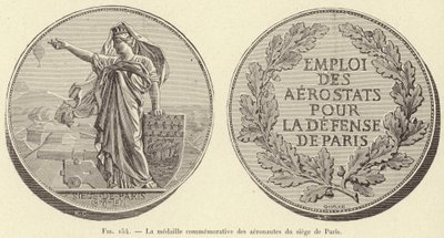 Medal pamiątkowy aeronautów oblężenia Paryża (rycina) autorstwa French School