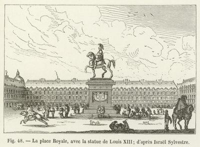 Place Royale z posągiem Ludwika XIII; po Izraelu Sylvestre autorstwa French School