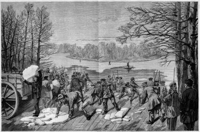 Zbieranie lodu na zamarzniętych jeziorach Bois de Vincennes, w „The Illustrous World” 1887. autorstwa French School