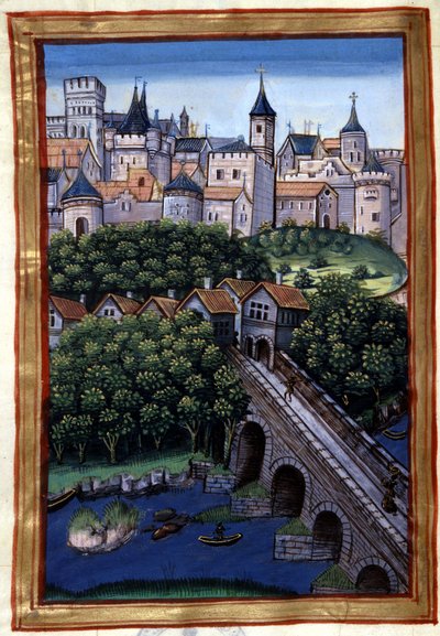 La ville de Lyon - w „”Roman de Palamus, bajka o lwie”” Simphoriana-Champiera autorstwa French School