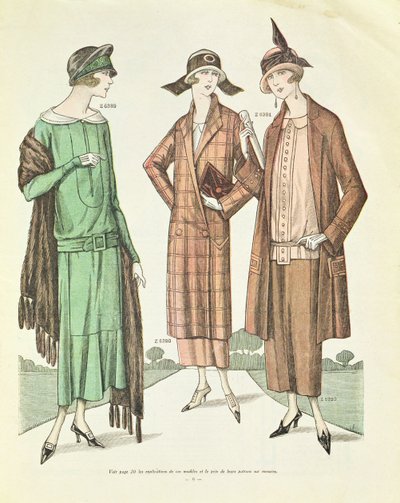 Moda damska, ilustracja z La Veritable Mode Francaise de Paris, 1924 autorstwa French School