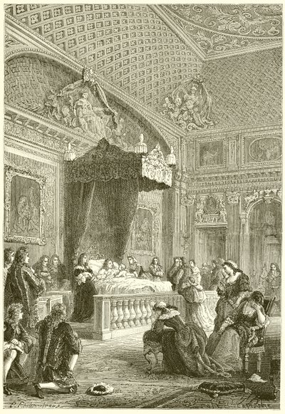 Ostatnie chwile króla Ludwika XIV autorstwa French School