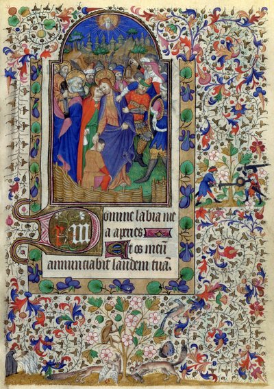 Lat 1156 f.133 Pocałunek Judasza, z Godzin Małgorzaty dOrleans, 1426-38 autorstwa French School