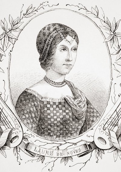 Laura de Noves, z The Ancient and Modern Universal History, wydana w Strasburgu ok. 1860 (rycina) autorstwa French School