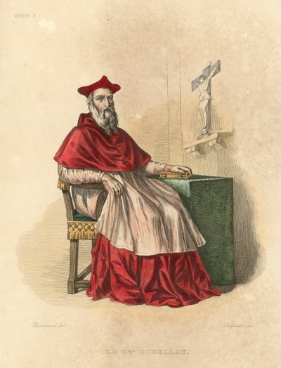 Le Cardinal Dubellay (kolorowy grawerunek) autorstwa French School