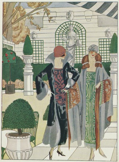Ogród zimowy w Ritz, z Art-Gout-Beaute, wyd. 1920 (kolorowa litografia) autorstwa French School