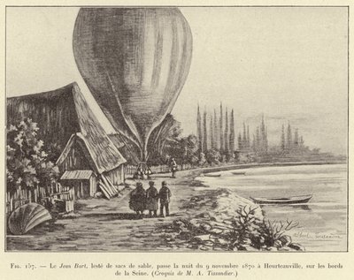 Przygnieciony workami z piaskiem Jean Bart spędził noc 9 listopada 1870 w Heurteauville nad brzegiem Sekwany autorstwa French School