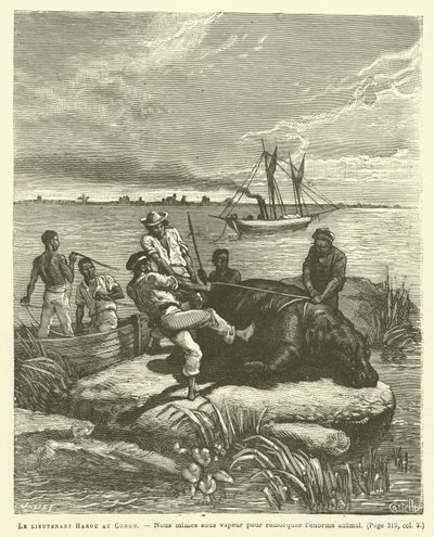 Porucznik Harou w Kongo (grawerowanie) autorstwa French School