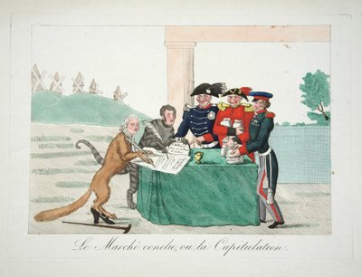 Le Marche zakończył, czyli Kapitulacja, wyd. 1814 (grawerowanie ręcznie kolorowane) autorstwa French School