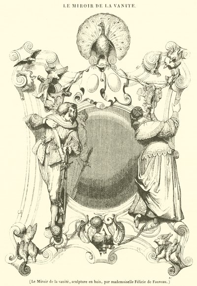 Lustro próżności, rzeźba drewniana (grafika) autorstwa French School