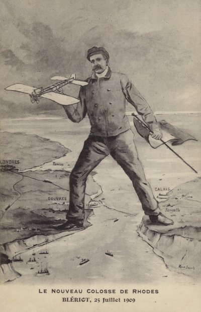 The New Colossus of Rhodes, Bleriot, 25 lipca 1909 (lito) autorstwa French School