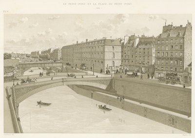 Petit-Pont i Place du Petit-Pont, 1880 autorstwa French School