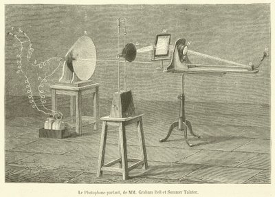 The Talking Photophone, panowie Graham Bell i Summer Tainter (rycina) autorstwa French School