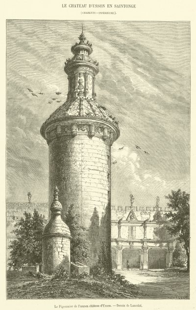 Gołębnik starego zamku Usson (rycina) autorstwa French School