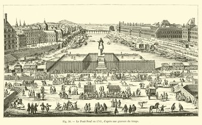 Pont-Neuf w 1702 r. z ryciny z tamtych czasów autorstwa French School