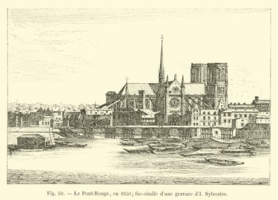 Czerwony Most w 1650 r.; faksymile ryciny Sylvestre autorstwa French School