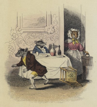 Rat De Ville i Rat Des Champs (kolorowy grawerunek) autorstwa French School