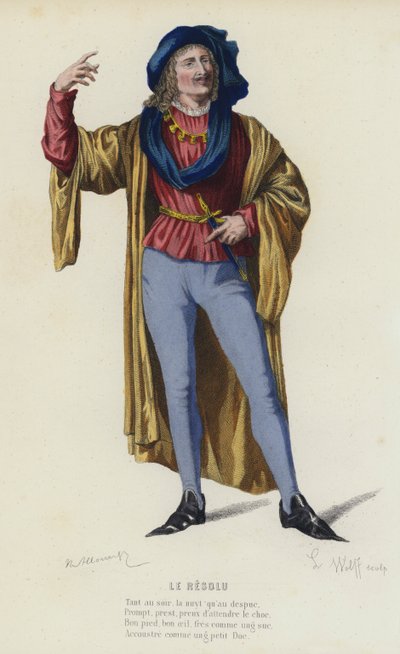 Le Resolu (kolorowy grawer) autorstwa French School